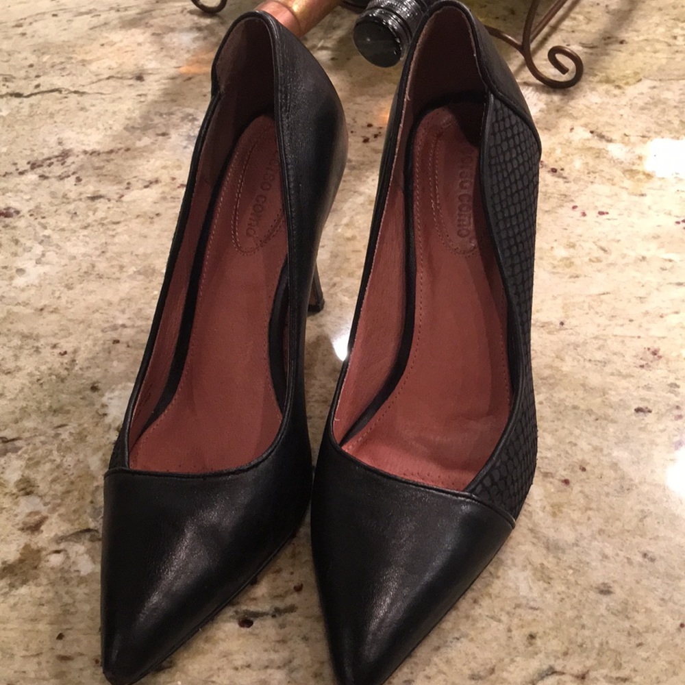 Comfortable heels  two textures of leather